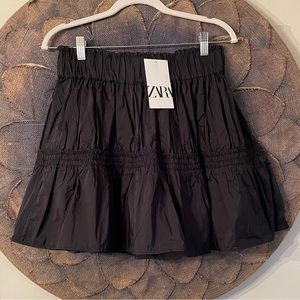 Zara Nylon Elastic Waist Tiered Skirt NWT